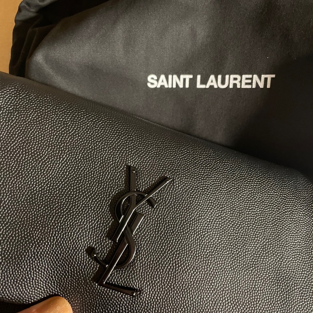 Saint Laurent YSL 601313 Leather Fold Over Clutch